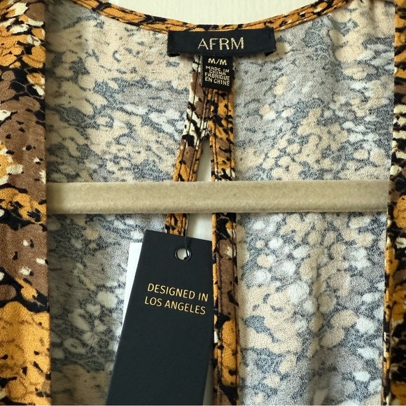 New AFRM Camila Animal Print Mini Dress Women’s M Golden Autumn Snake - Picture 10 of 17